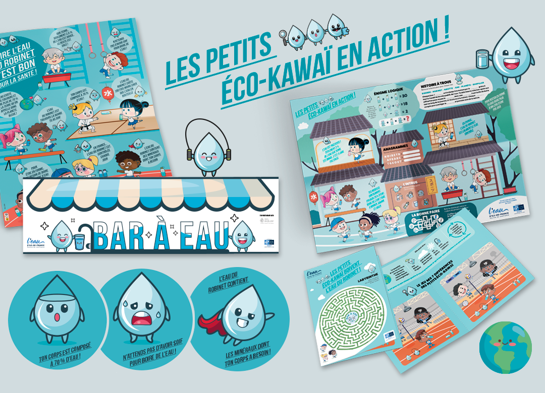 Kit « les petits éco-kawai boivent l&rsquo;eau du robinet »